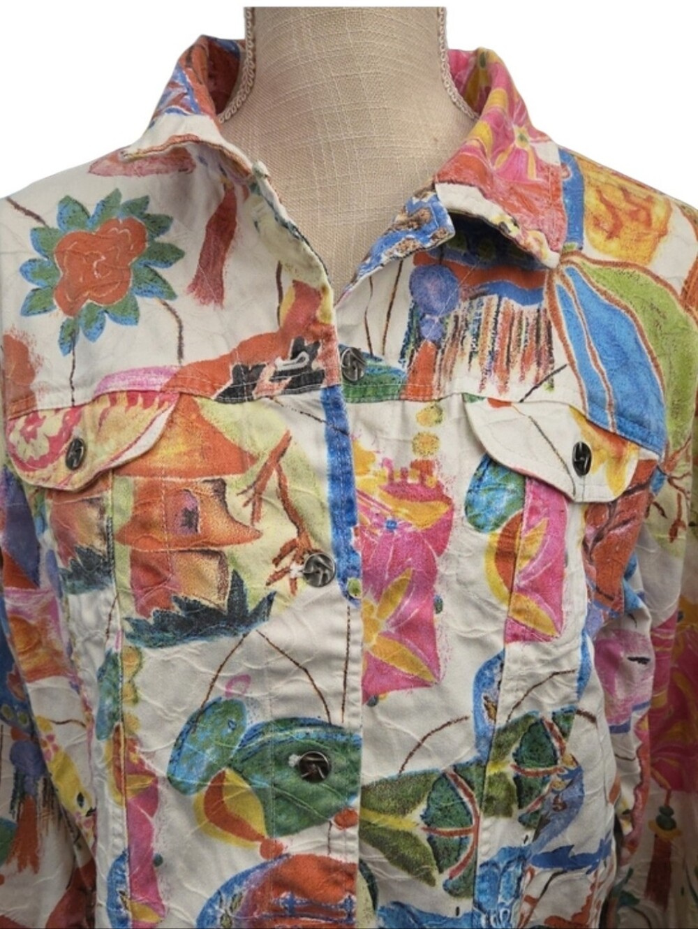 Chico's Multicolor Abstract Print Button-Up Jacket - Picture 2 of 4